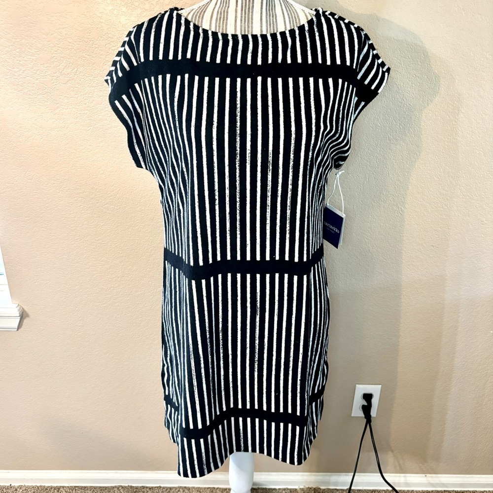 NWT Marimekko Swim Cover Dress Small Black White Terrycloth Short Sleeves - Picture 2 of 16